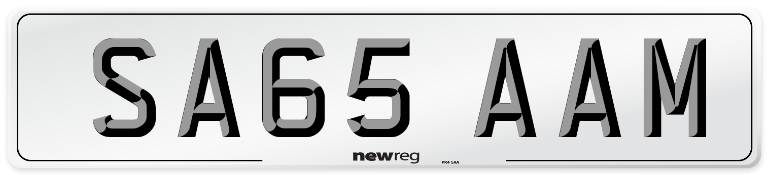 SA65 AAM Number Plate from New Reg
